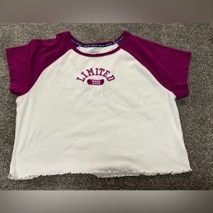 Limited Too Magenta and White Short Sleeve baby style Tee